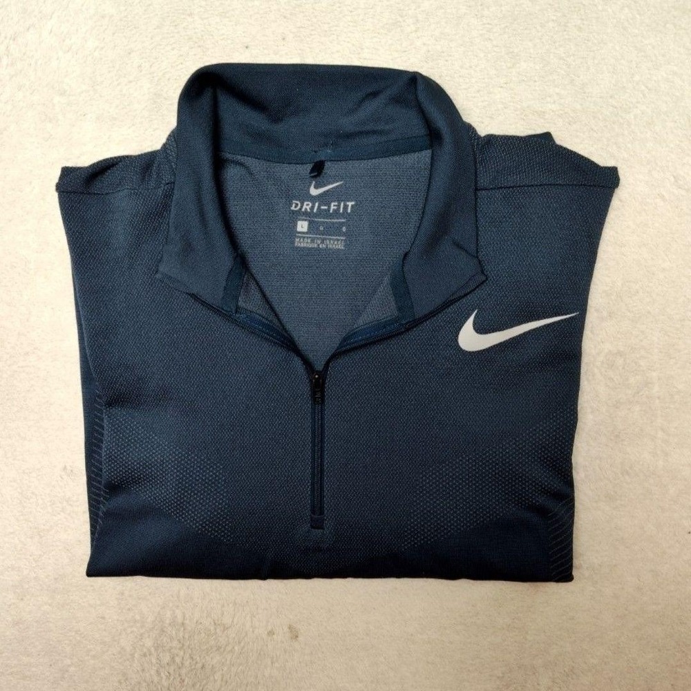 Nike Sweatshirt Men L Blue Golf 1/4 Zip Pullover Athletic Breathable Tennis Work